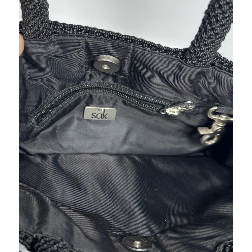 The Sak Crochet Knit Woven‎ Double Handle Handbag Magnetic Closure Purse Vintage